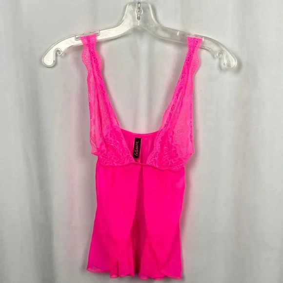 La Senza Sheer Lace Babydoll Lingerie – Hot Pink – Size Small - Picture 2 of 10